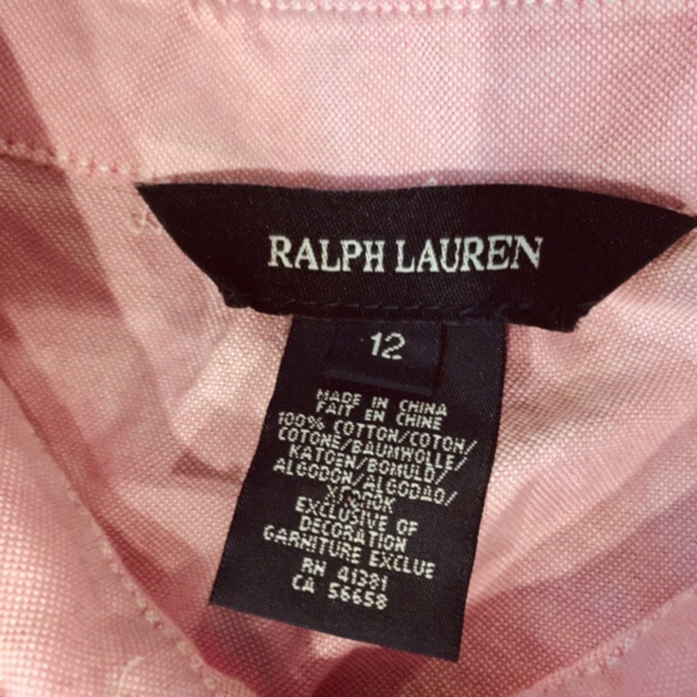🎀 NWT Polo Ralph Lauren Girls Pink Cotton Poplin Shirt Dress Size 12 🌸 - Picture 2 of 4